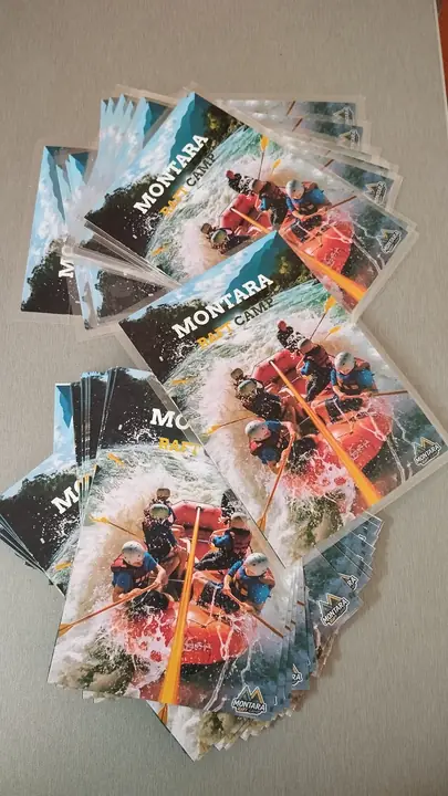 Laminated flyers for a rafting camp